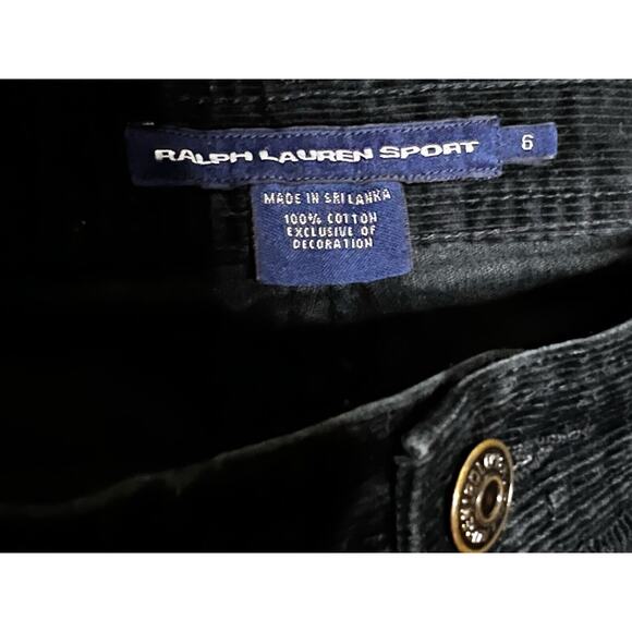 RALPH LAUREN SPORT BLUE LABEL CORDUROY PANTS BLACK SIZE 6 STUDDED RL ON BACK - Picture 4 of 4